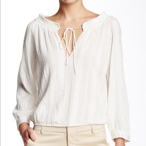 Alice + Olivia Jayne Smocked Neck Peasant top